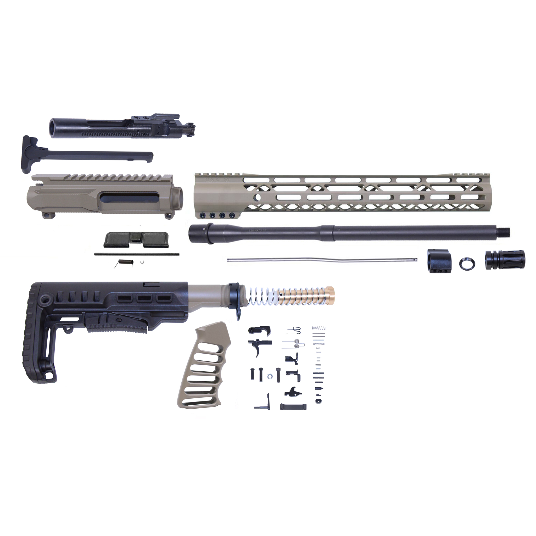 AR-15 5.56 Cal Complete Rifle Kit #4 (No Lower) (Flat Dark Earth)