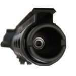 Close-up of a firearm barrel with front sight on a neutral background.