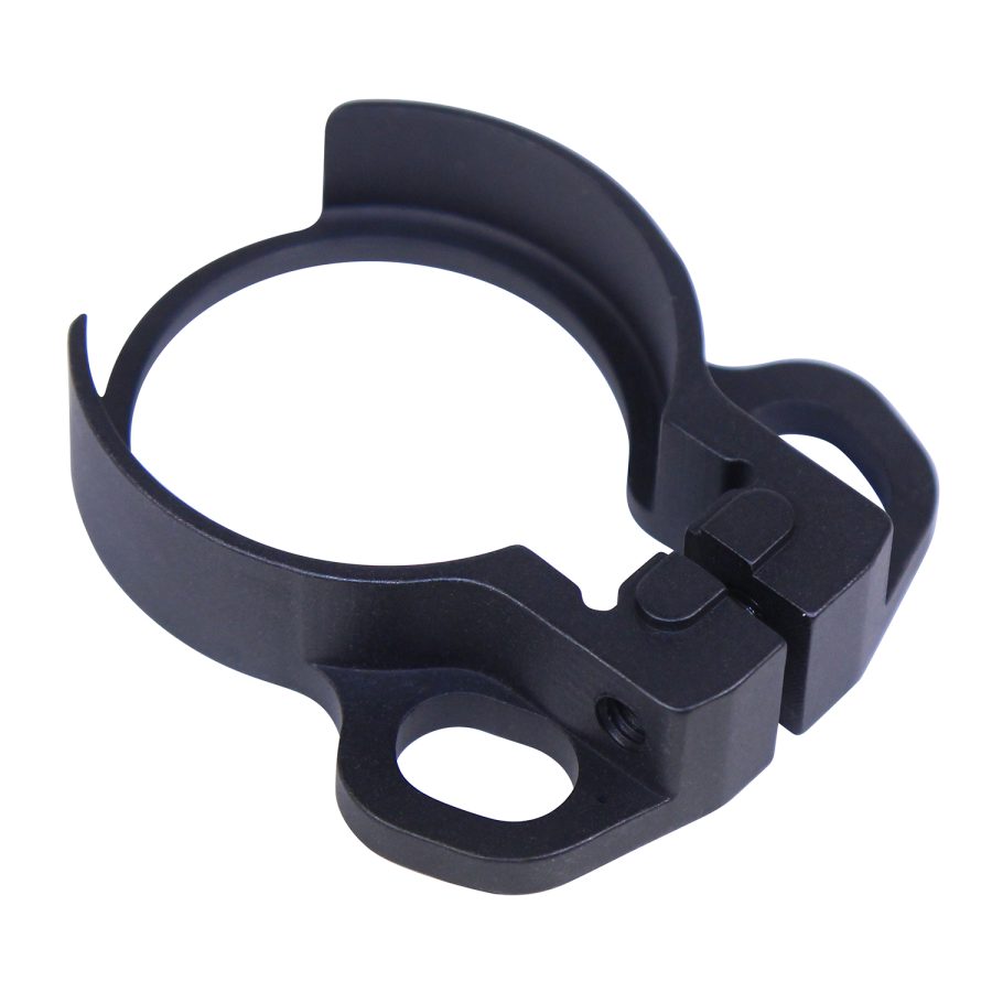 Matte black tactical ring mount for firearm attachments; secure, durable, ideal for flashlights and lasers.