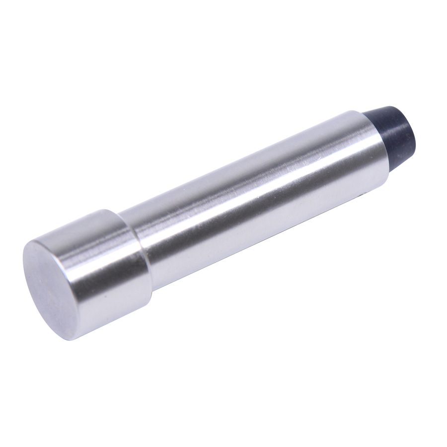 Polished cylindrical metal component with a stepped design and black cap, ideal for machinery use.