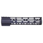 Matte black M-LOK free-floating handguard for AR rifles with cutouts for customization.