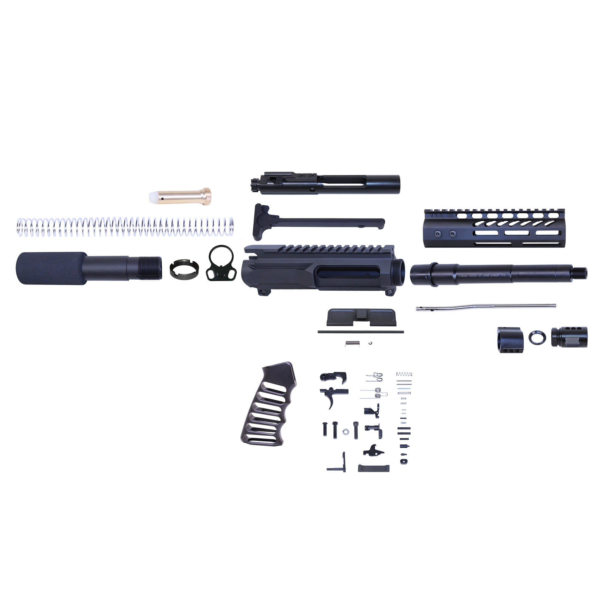 AR-15 5.56 Cal Complete Ultralight Series Pistol Kit (No Lower)