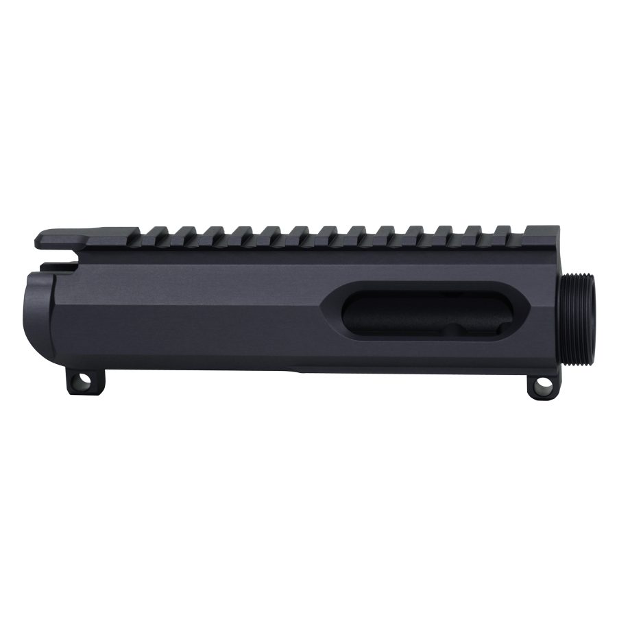 Matte black AR-15 upper receiver with Picatinny rail, precision-machined for firearm customization.