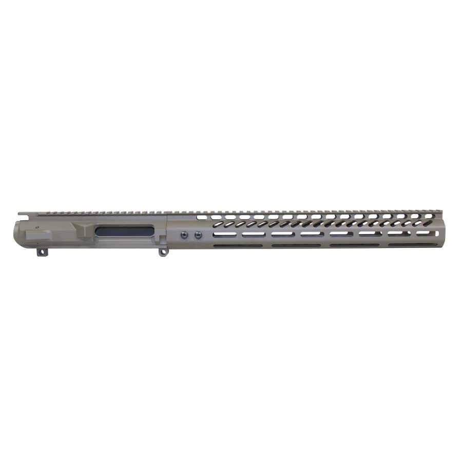 Flat Dark Earth AR upper receiver with Picatinny rail and M-LOK handguard for tactical customization.