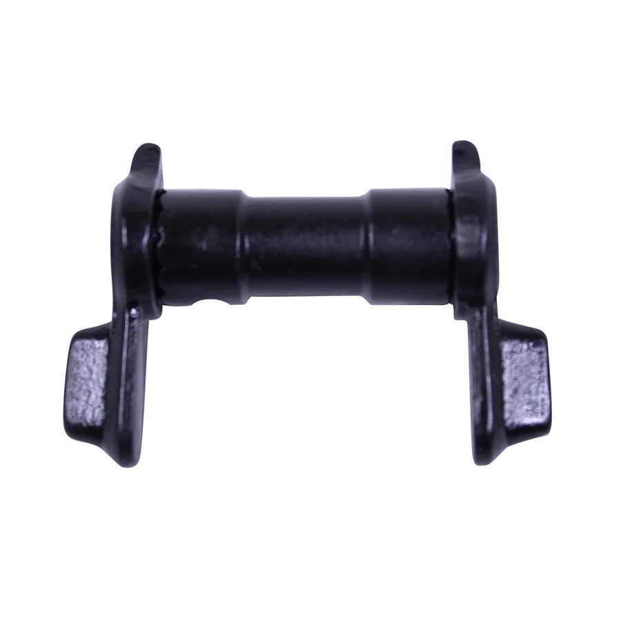 Black roller component for industrial machinery, featuring flanges and mounting brackets for smooth rotation.