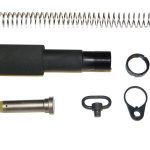 AR-15 buffer tube kit with spring, tube, retainer pin, and sling mount.