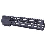 Sleek black M-LOK tactical rifle handguard with Picatinny rail, lightweight aluminum design.