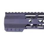 Firearm handguard in matte black by U.S.A.M., with ventilation and Picatinny rail compatibility.