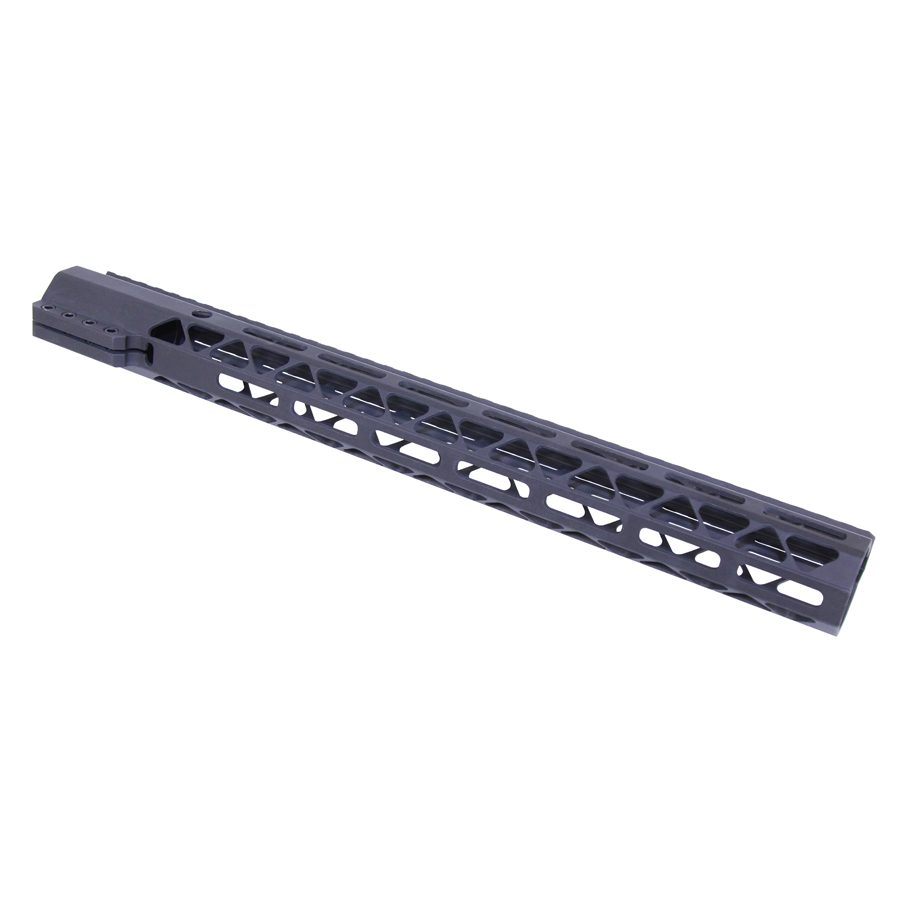 Matte black M-LOK handguard for AR rifles, features lightweight design and tactical accessory slots.