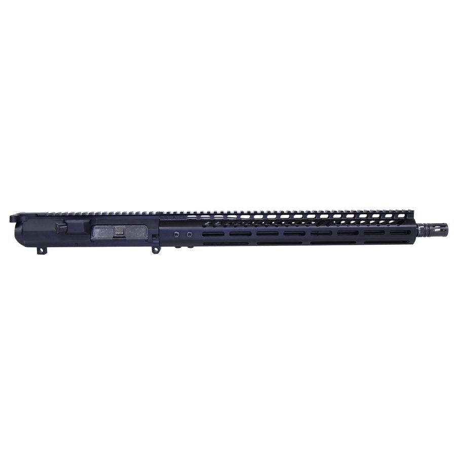 Tactical AR rifle upper, M-LOK handguard, Picatinny rail, black aluminum, versatile and durable.