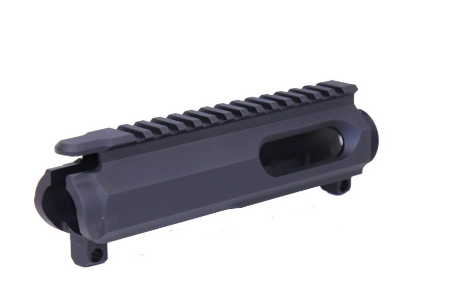 AR-15 upper receiver, anodized aluminum, with Picatinny rail for accessories and durability.