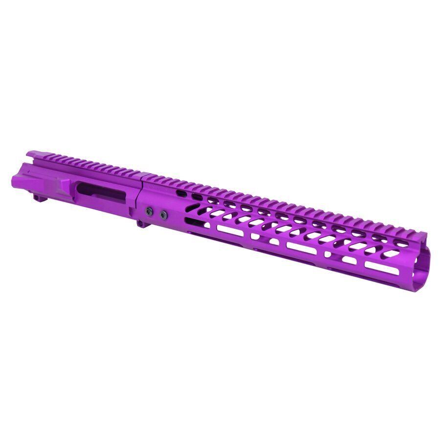 Custom purple AR-style upper receiver with skeletonized M-LOK handguard.