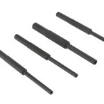 Black precision pin punches for mechanical alignment on white background.