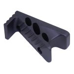 Matte black angled foregrip with ergonomic design and weight-reducing cutouts for improved rifle control.