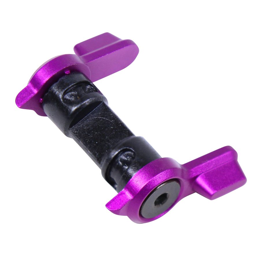 Purple and black anodized aluminum component, precision-engineered for manual adjustment, ideal for high-end equipment.