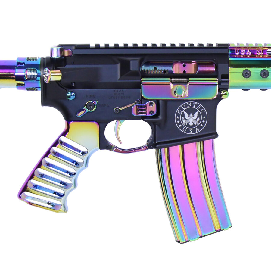 AR-15 / AR .308 Extended Mag Catch Paddle Release (Rainbow PVD Coated) - Image 5