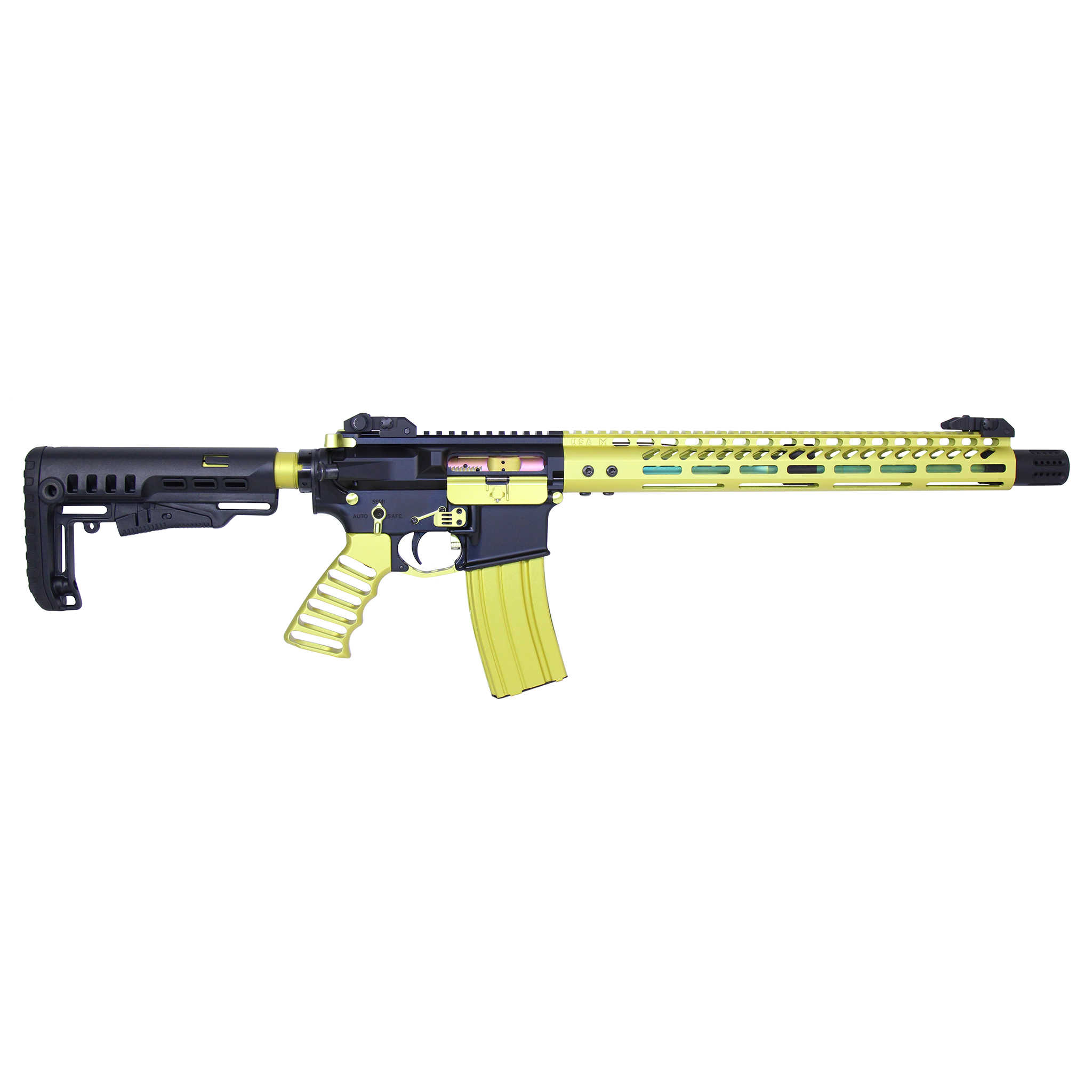 AR-15 Ultralight Series Complete Furniture Set (Anodized Neon Yellow) - Image 2