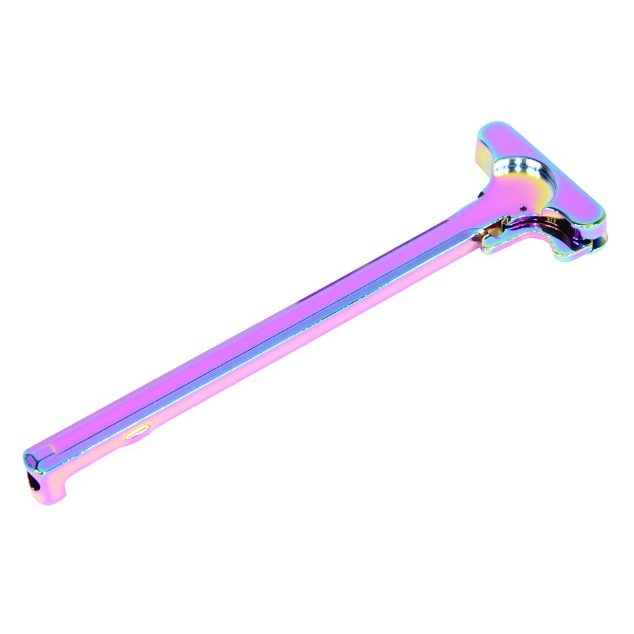 Iridescent hammer with rainbow finish; combines aesthetics and functionality.