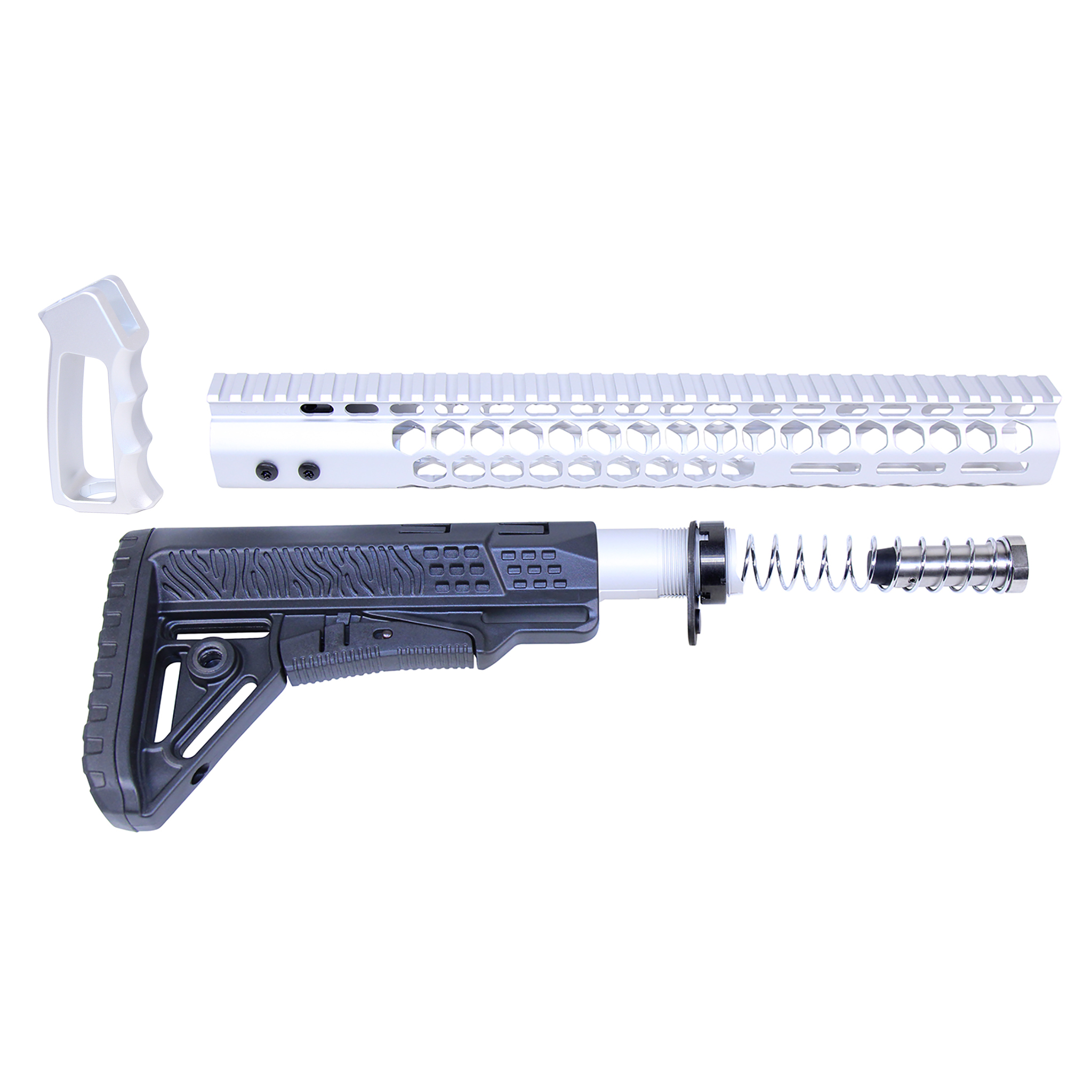 AR .308 "Honeycomb" Series Complete Furniture Set (Gen 2) (Anodized Clear)
