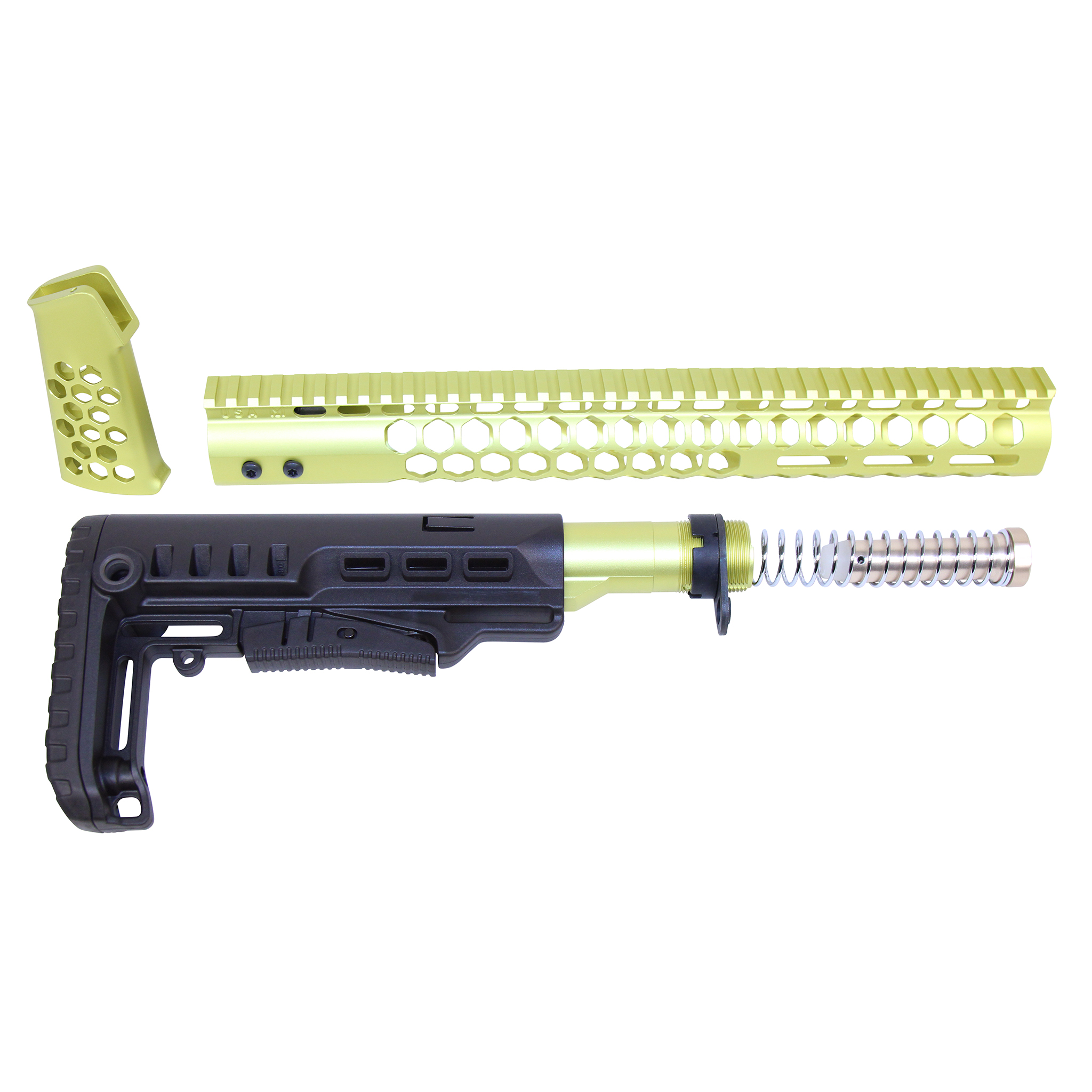 (AR-15 "Honeycomb" Series Complete Furniture Set (Gen 2) (Anodized Neon Yellow) (Discontinued)