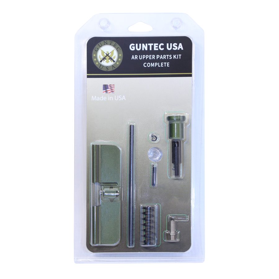 GunTec USA AR Upper Parts Kit - Complete components, retail packaging with logo and American flag.