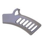 Modern ergonomic silver pistol grip with ventilation cutouts for lightweight, stylish design.
