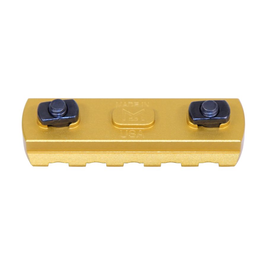 Gold anodized mounting rail with screws; precision, durable design; embossed USA logo.