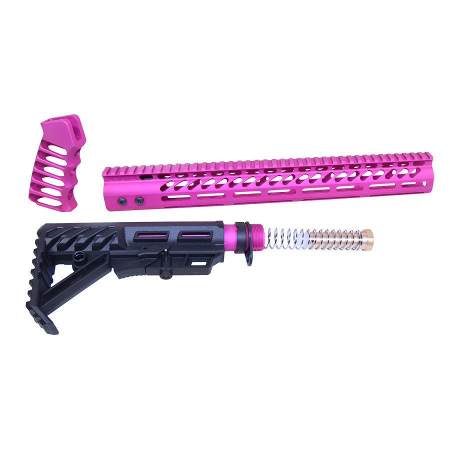 AR-15 Ultralight Series Complete Furniture Set (Anodized Pink) » Guntec USA