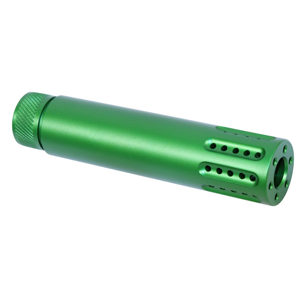 AR15 Cal Slip Over Barrel Shroud With Multi Port Muzzle Brake (Anodized Irish Green) » Guntec USA