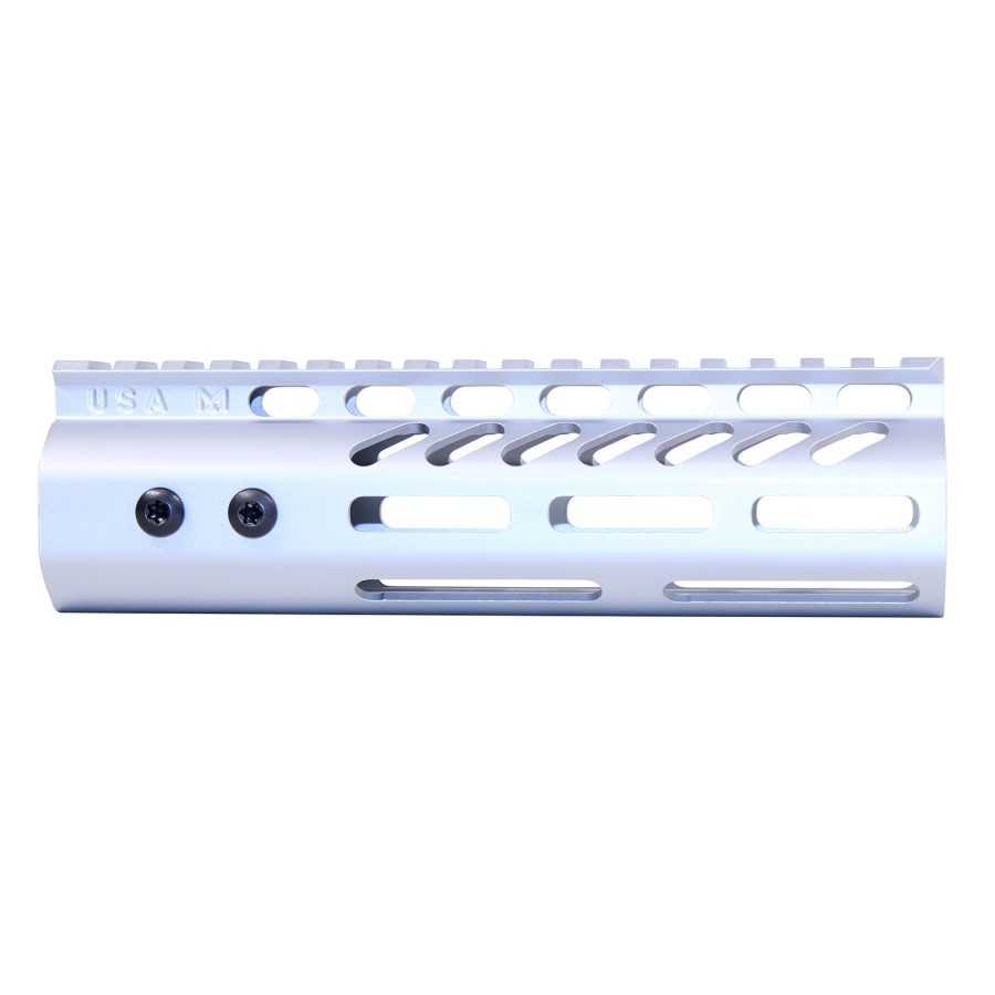 Precision aluminum firearm handguard with Picatinny rail, oval cutouts, USA made.
