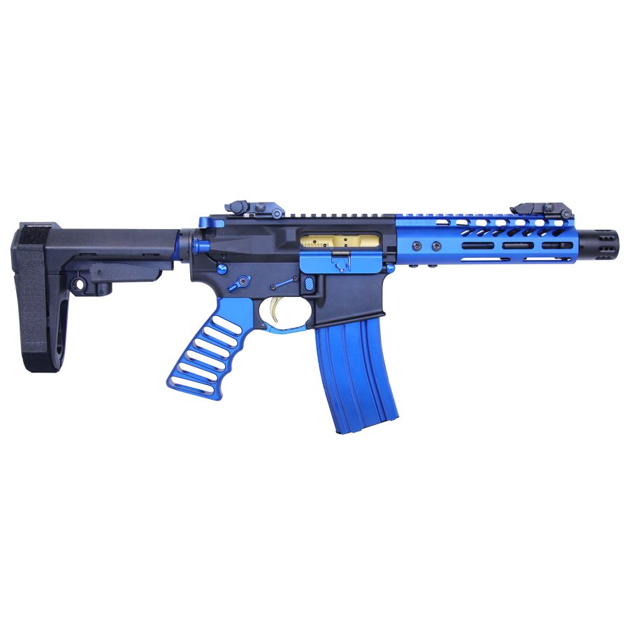 AR-15 7" Pistol Pistol Brace Build Kit With Milspec Buffer Tube (Anodized Blue) - Image 2