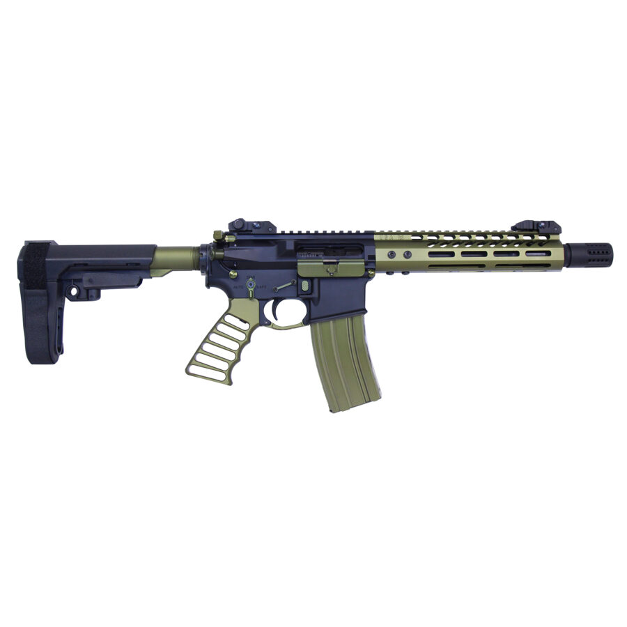 AR-15 9" Pistol Brace Build Kit With Milspec Buffer Tube (Anodized Green) - Image 2