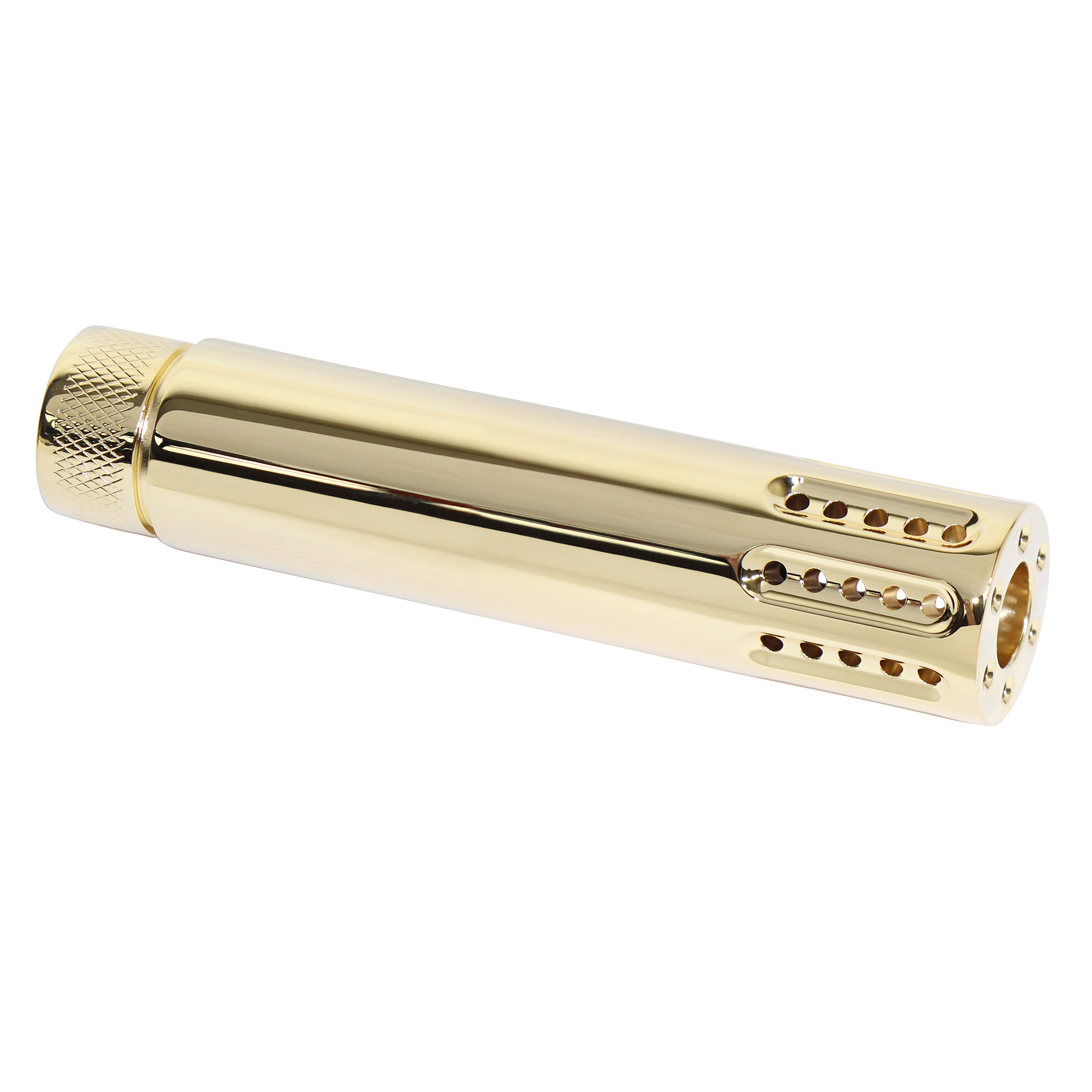 AR-15 Cal Slip Over Barrel Shroud With Multi Port Muzzle Brake (24 Ct Gold Plated)