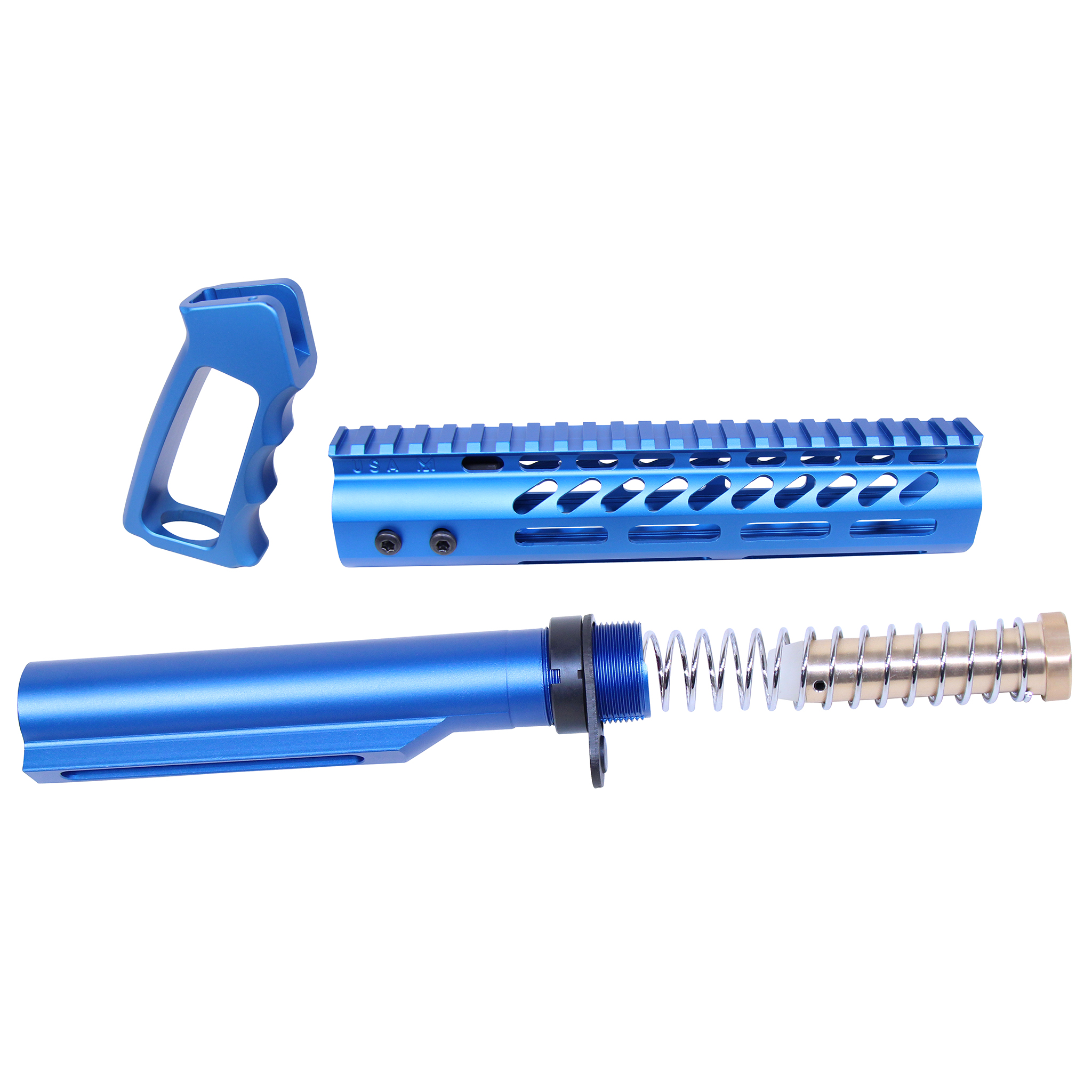 AR-15 Ultra Pistol Furniture Set With Milspec Buffer Tube (Anodized Blue)