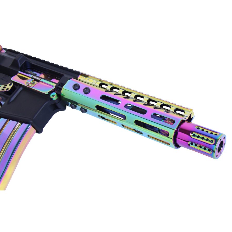 AR-15 Micro Slip Over Barrel Shroud With Multi Port Muzzle Brake (High Polish RPVD) (Gloss) - Image 6
