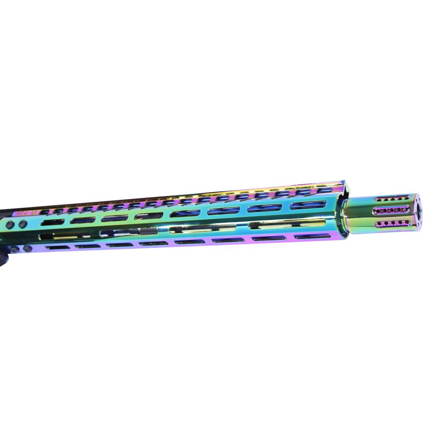 AR-15 Micro Slip Over Barrel Shroud With Multi Port Muzzle Brake (High Polish RPVD) (Gloss) - Image 4