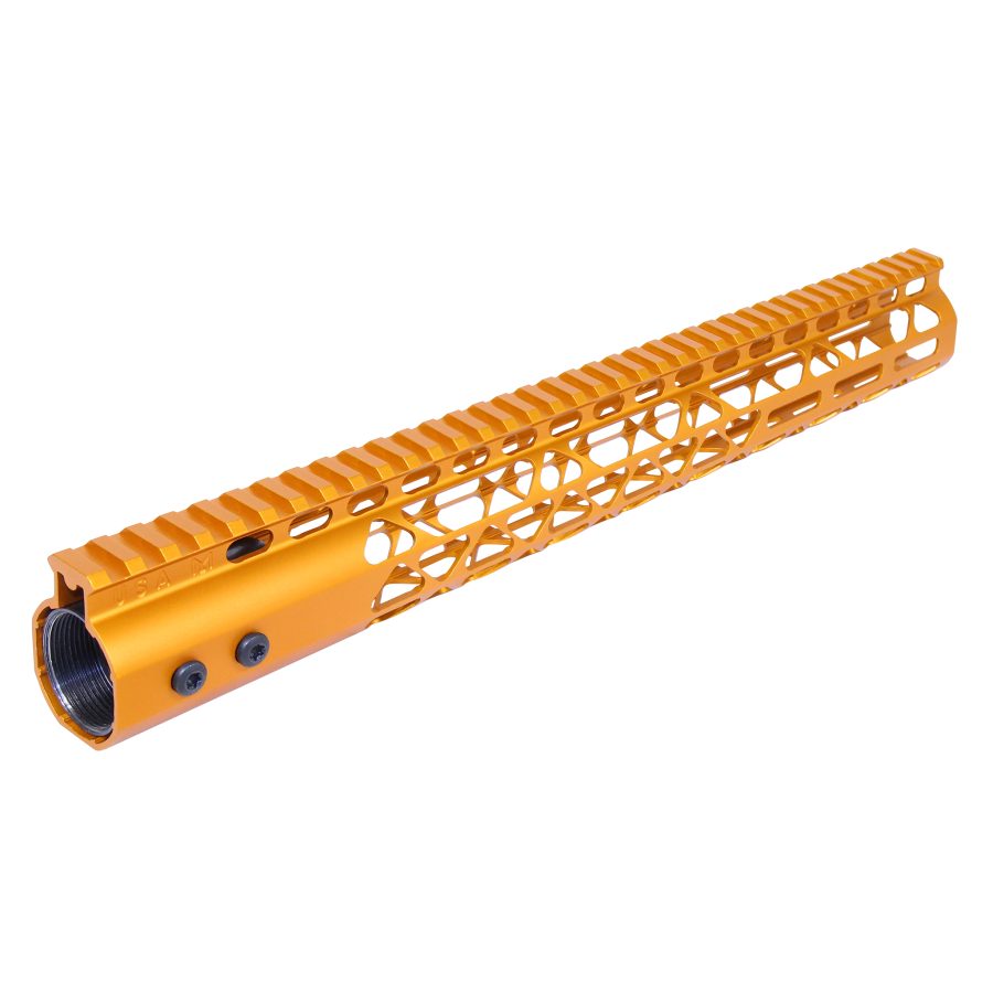 15" Air Lite Series M-LOK Free Floating Handguard With Monolithic Top Rail (Anodized Orange) - Image 2