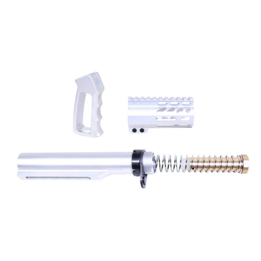 AR-15 Micro Pistol Furniture Set With Milspec Buffer Tube (Anodized Clear)