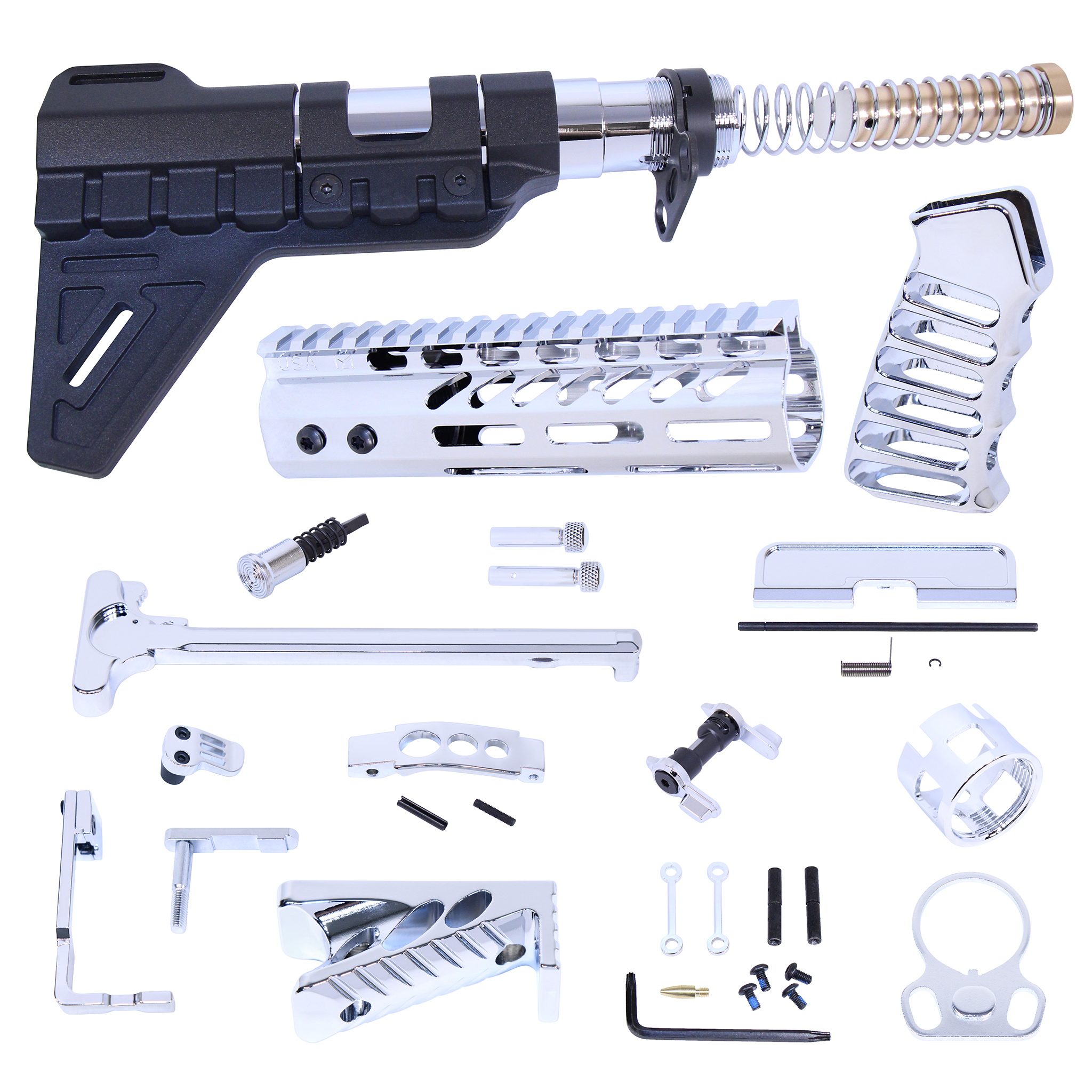 AR-15 Ultimate Finishing Pistol Kit With Brace (Chrome)