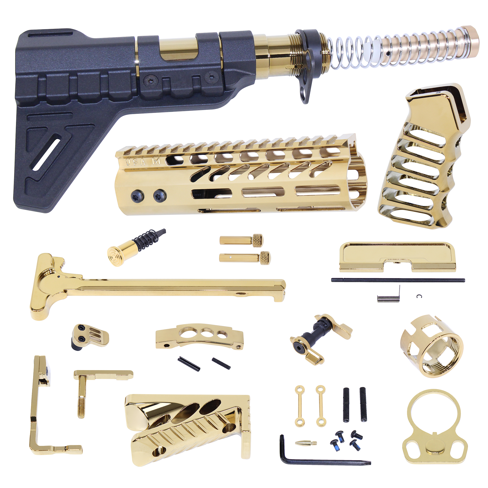 AR-15 Ultimate Finishing Pistol Kit With Brace (Gold Plated)