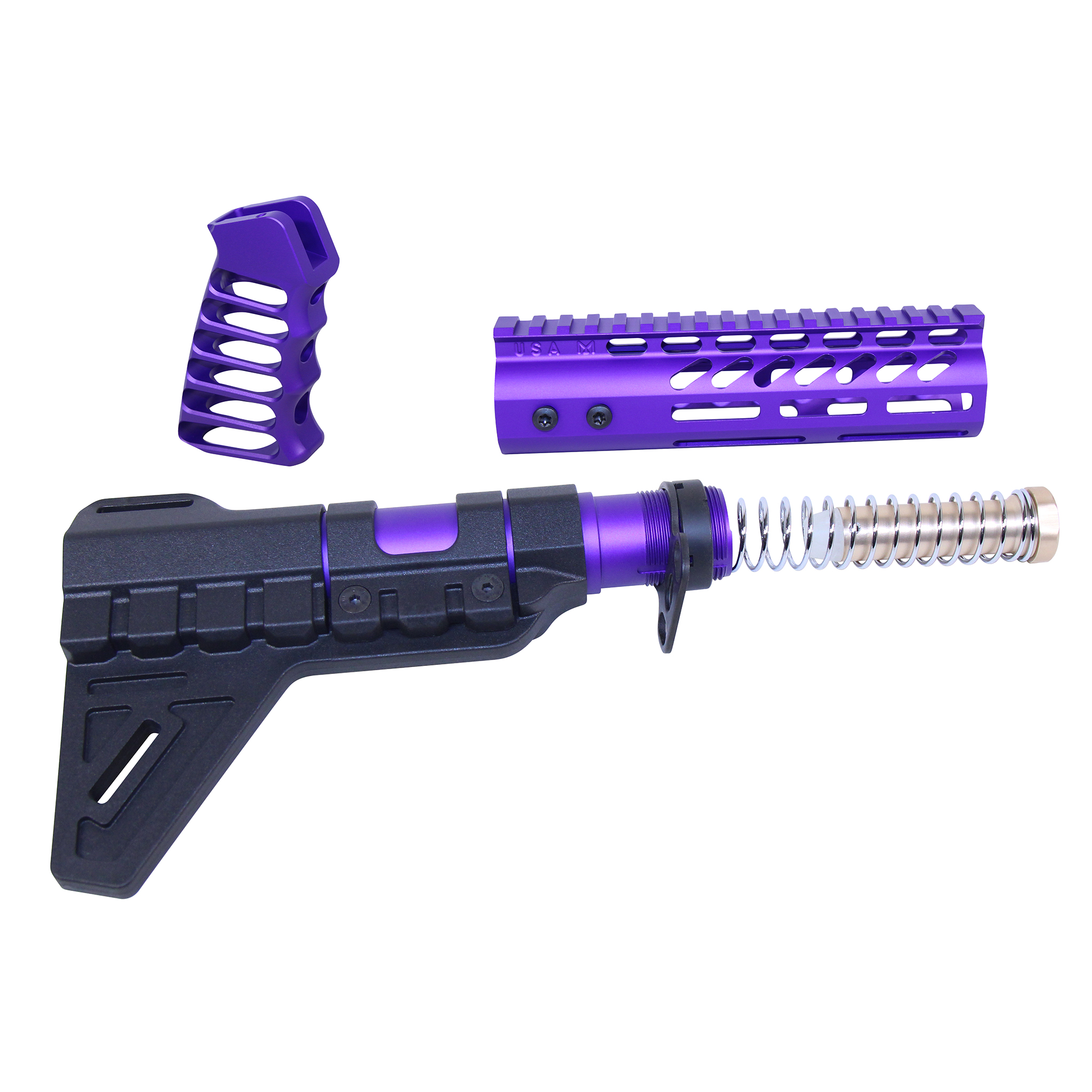 AR-15 Pistol Furniture Set W/Micro Breach Pistol Brace (Anodized Royal Purple)