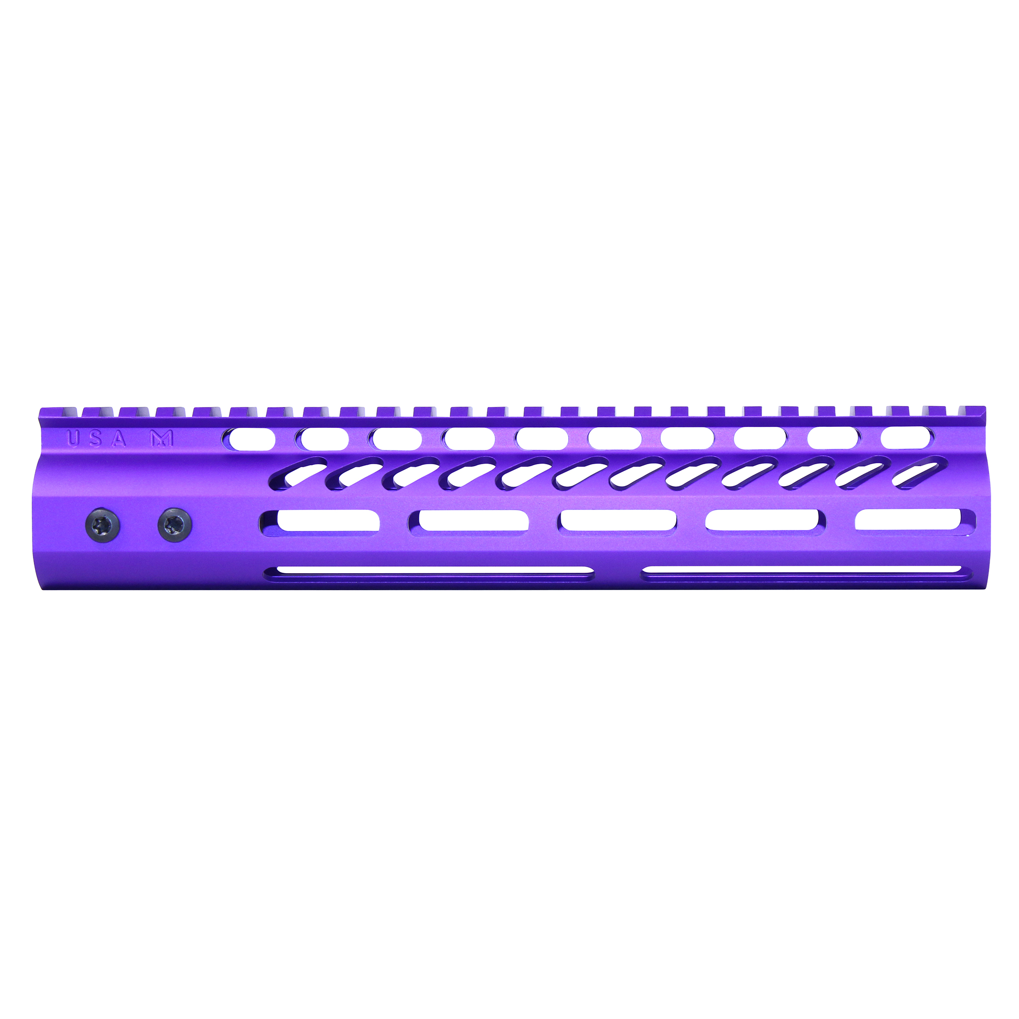 10" Ultra Lightweight Thin M-LOK System Free Floating Handguard With Monolithic Top Rail (Anodized Royal Purple)