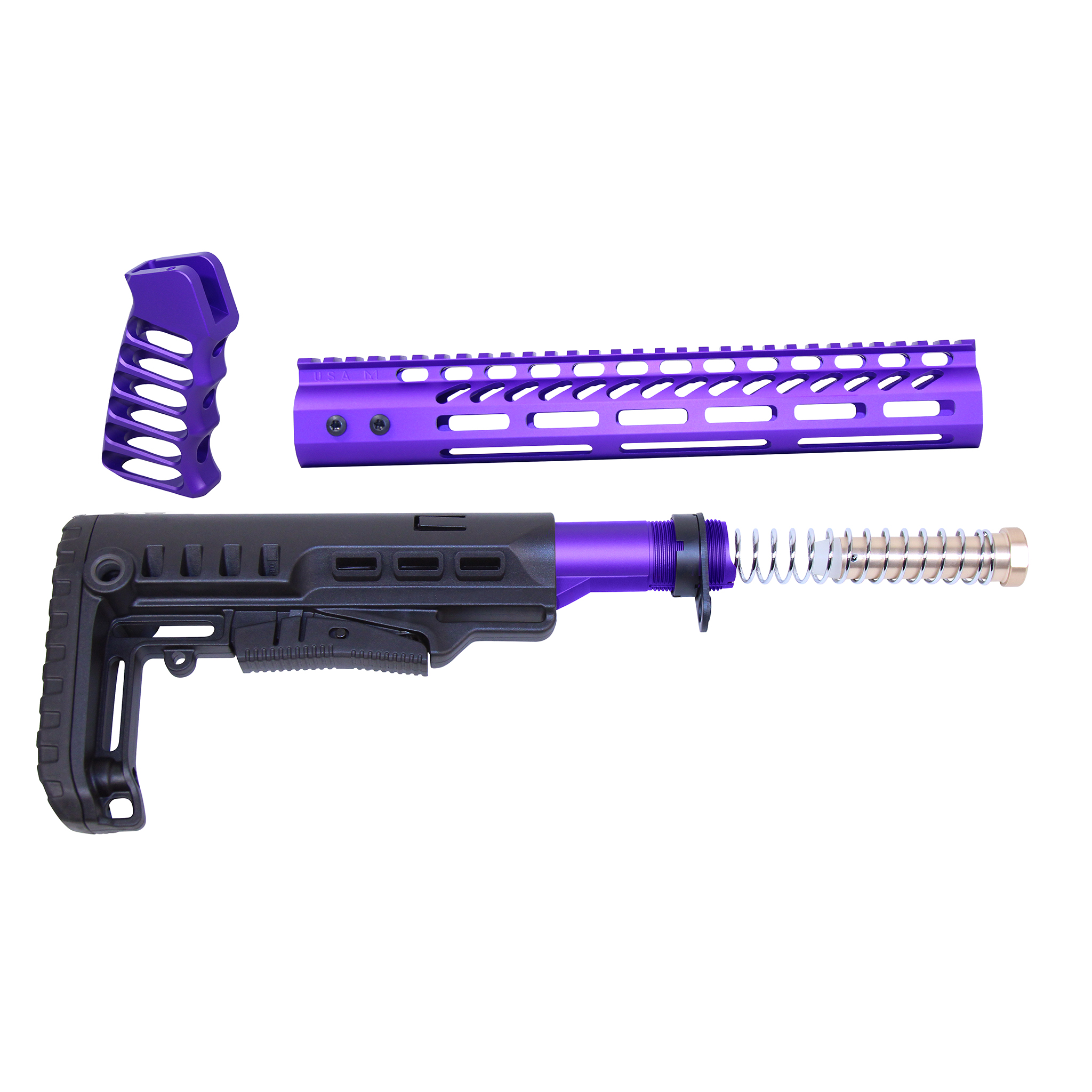 AR-15 Ultralight Series Complete Furniture Set (12") (Anodized Royal Purple)