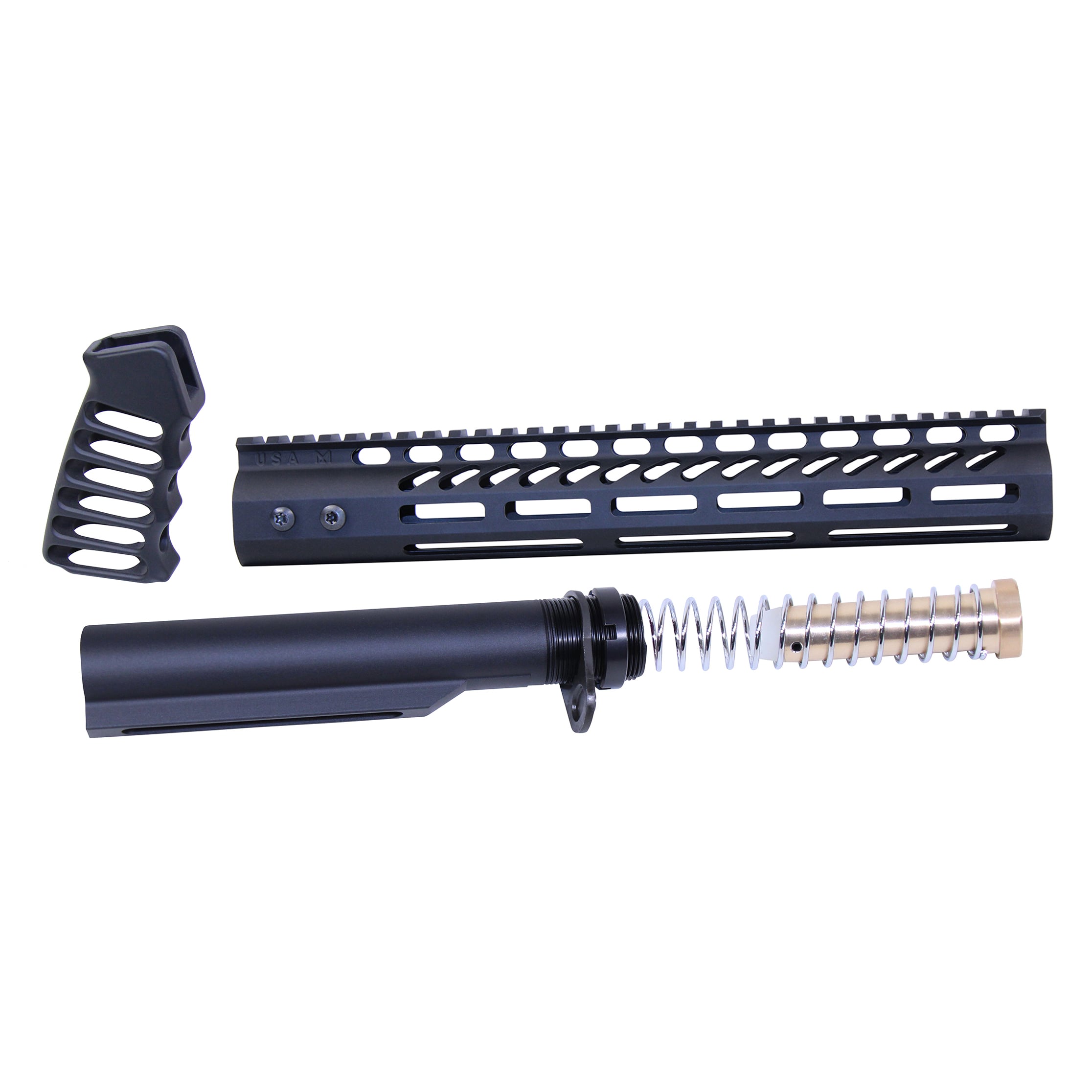 AR-15 12" Pistol Brace Build Kit With Milspec Buffer Tube (Anodized Black)
