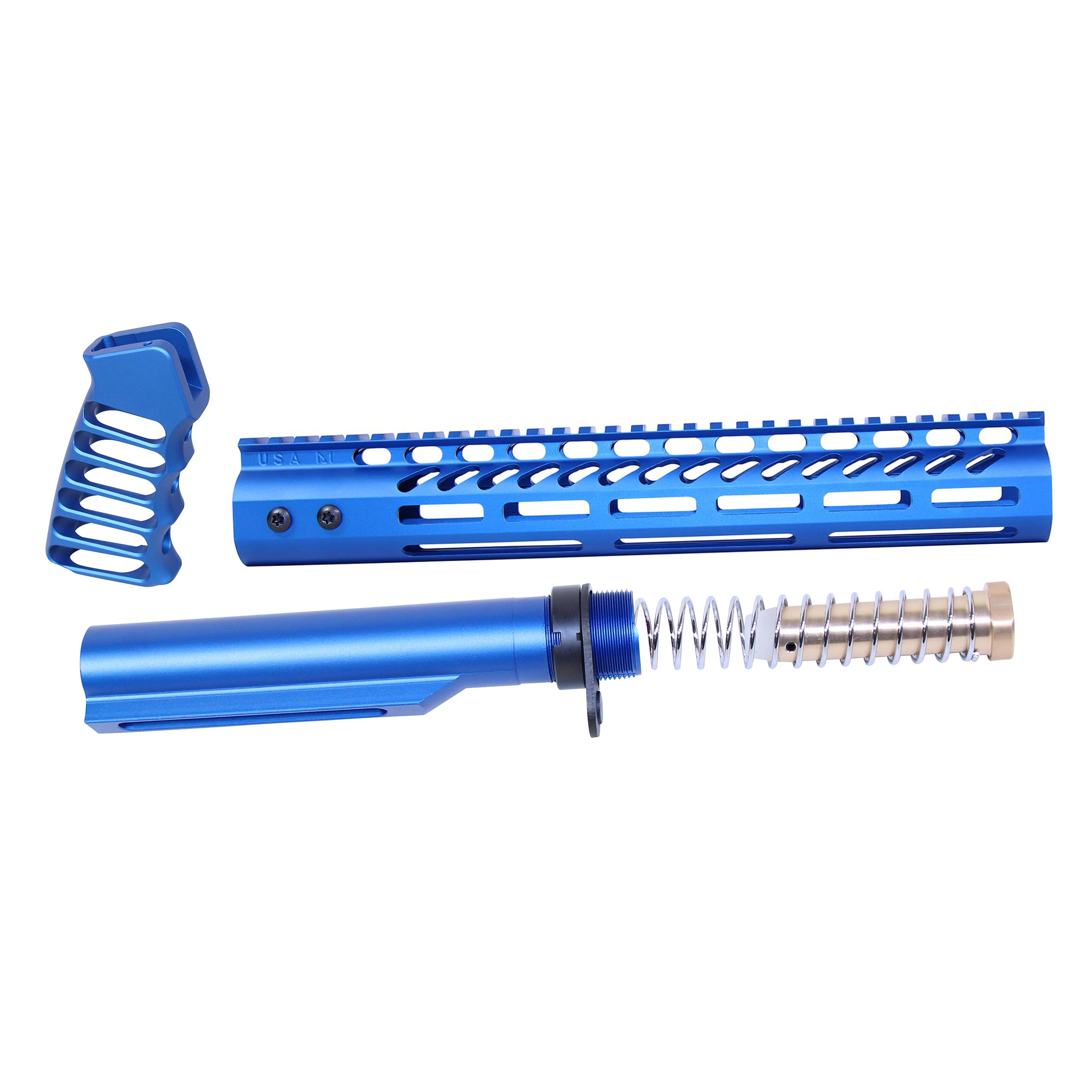 AR-15 12" Pistol Brace Build Kit With Milspec Buffer Tube (Anodized Blue)