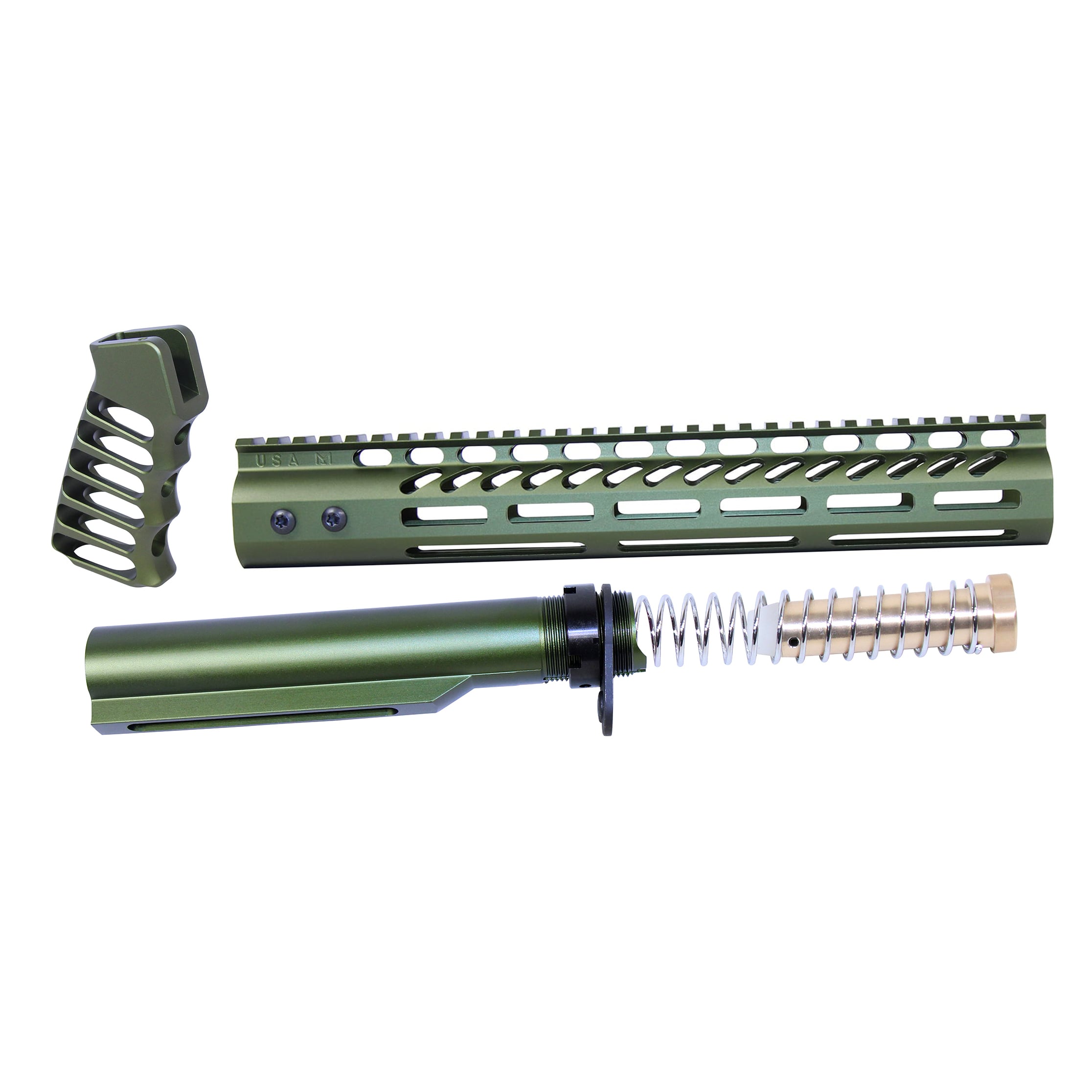AR-15 12" Pistol Brace Build Kit With Milspec Buffer Tube (Anodized Green)