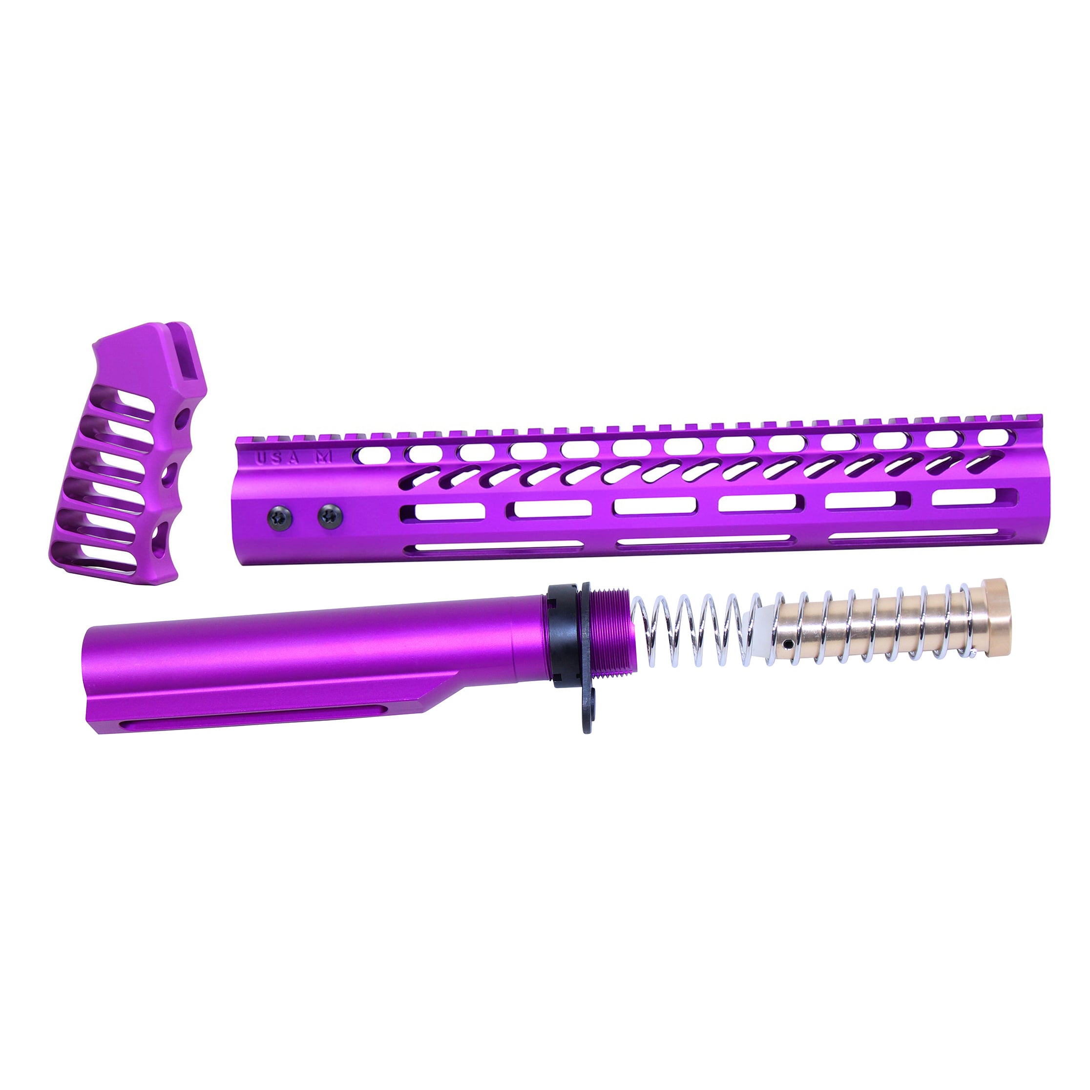 AR-15 12" Pistol Brace Build Kit With Milspec Buffer Tube (Anodized Purple)