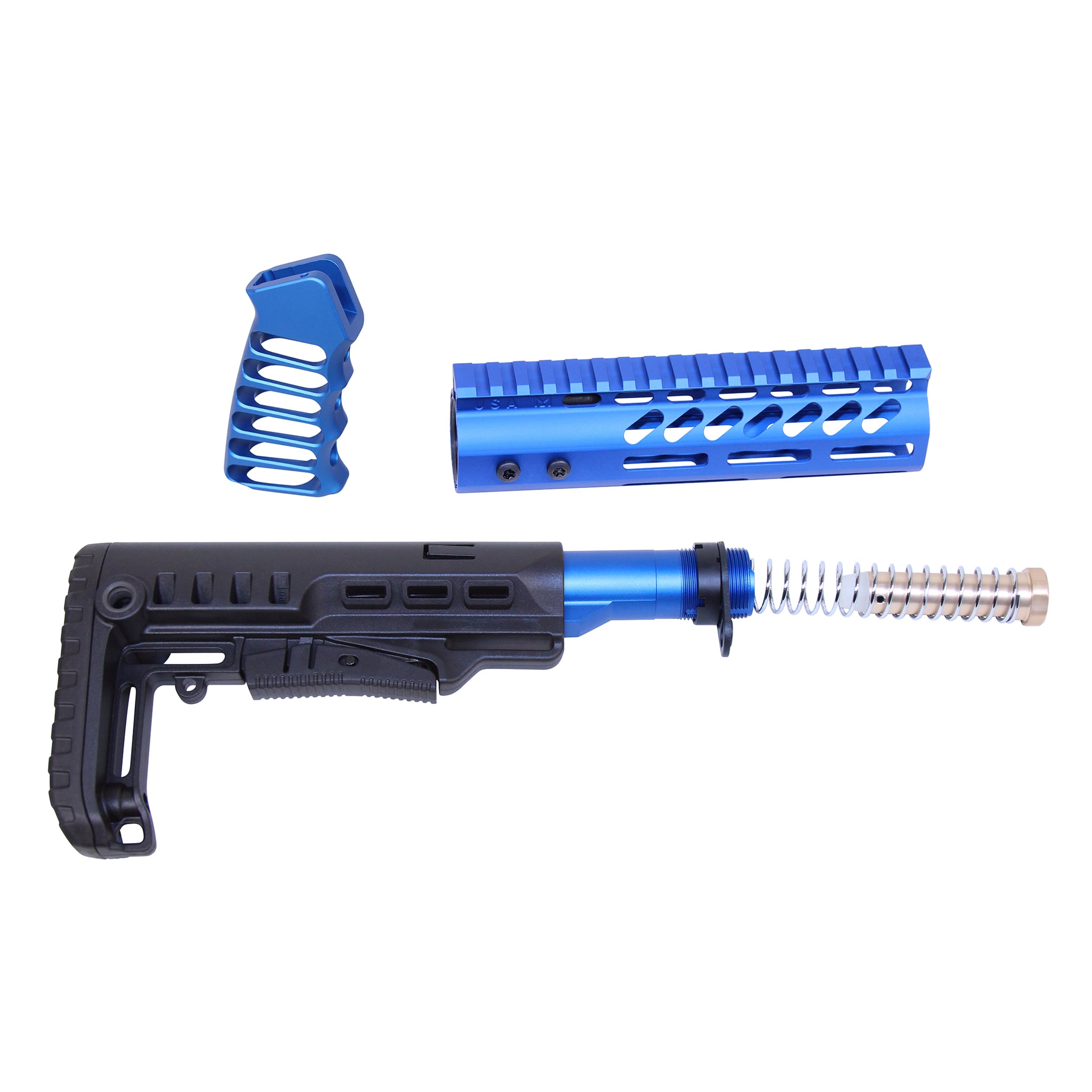 AR-15 Ultralight Series Complete Furniture Set (7") (Anodized Blue)