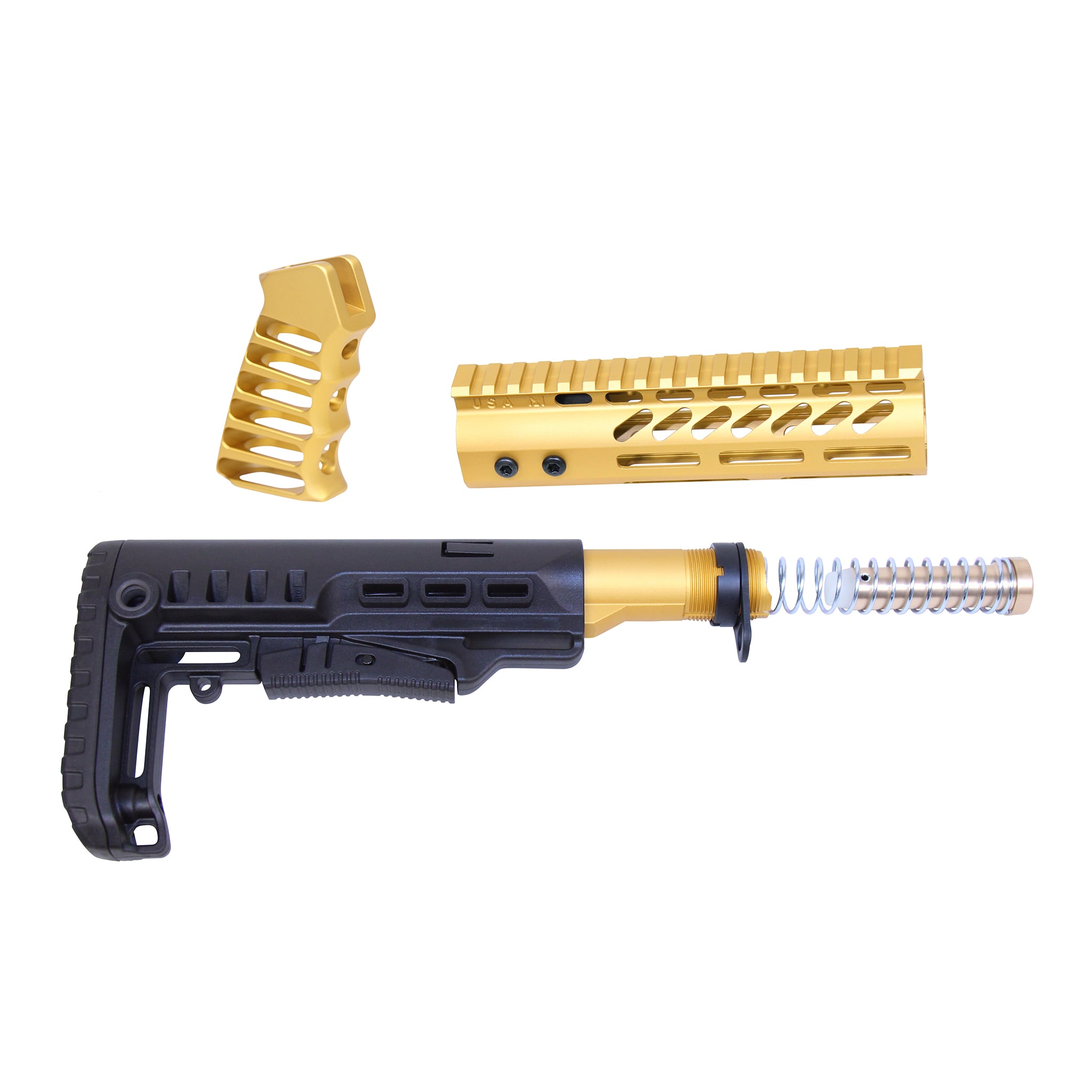 AR-15 Ultralight Series Complete Furniture Set (7") (Anodized Gold)