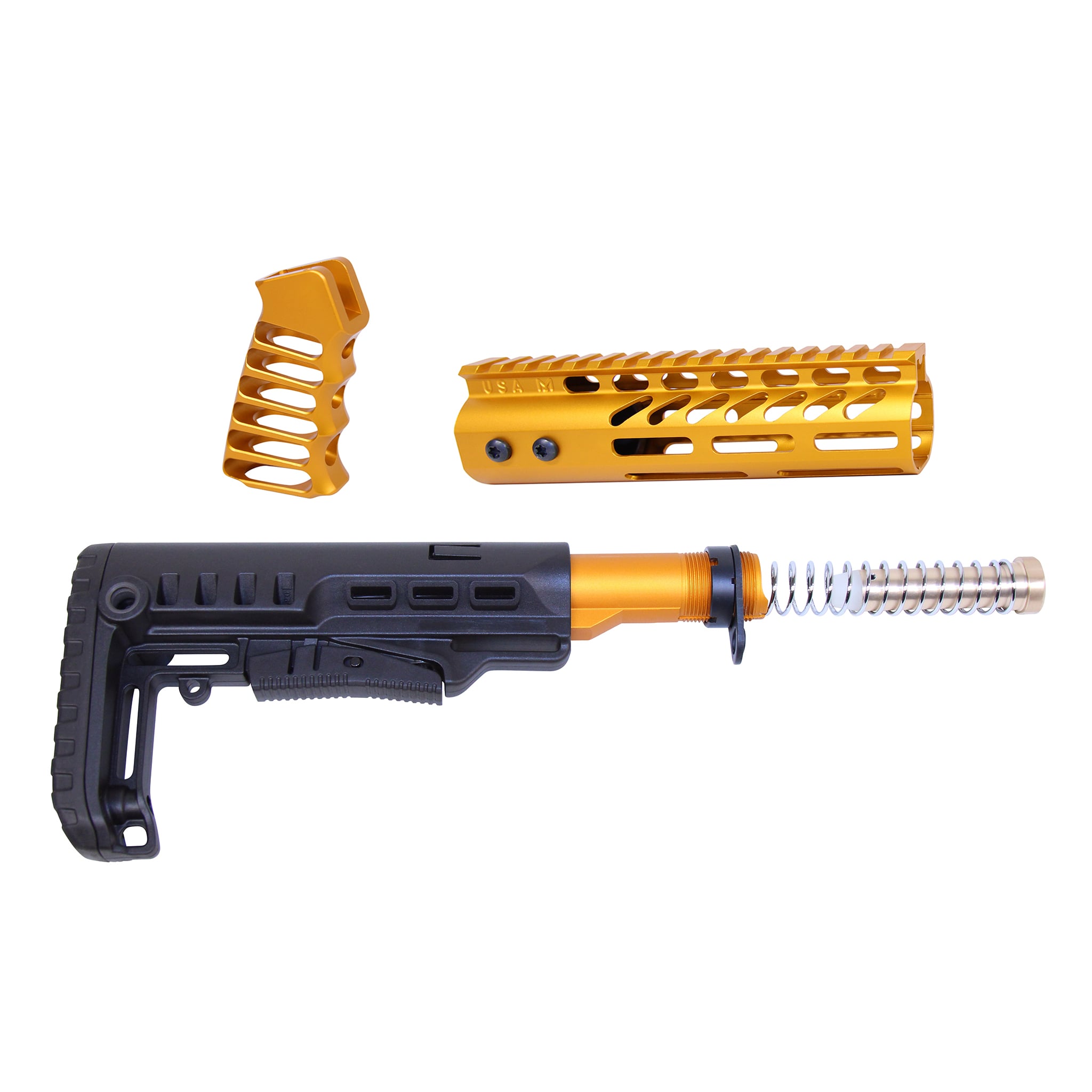 AR-15 Ultralight Series Complete Furniture Set (7") (Anodized Orange)